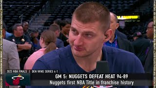 Nikola Jokic Joins GameTime Talks Winning NBA Title  2023 NBA Finals [upl. by Ahselat]