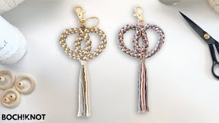 How to Make a Macrame Heart Keychain Using the Crown Knot [upl. by Dickinson]