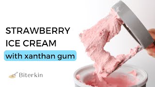 STRAWBERRY ICE CREAM  WITH XANTHAN GUM  No eggs no thermometer quick amp easy [upl. by Adnaloj684]