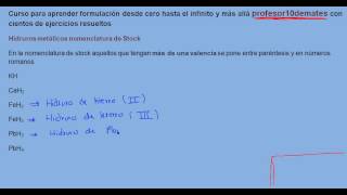 Formulación inorgánica 07 Hidruros metálicos nomenclatura de Stock [upl. by Win]