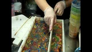 15 Color Slab Mold Cold Process Soap Swirling by KBShimmer [upl. by Zita]