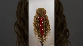 simple and beautiful navratri special hairstyle  wool hairstyle for navratri navratrihairstyle [upl. by Reinnej]