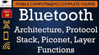 L38 Bluetooth Architecture Protocol Stack Piconet Layer Functions  Mobile Computing Lectures [upl. by Eidnak]