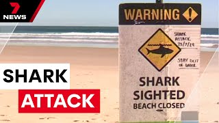 Surfers leg lost in horrific shark attack  7NEWS [upl. by Nollie364]