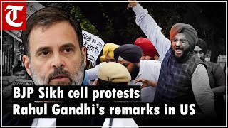 Protest outside Sonia Gandhis residence over Rahul Gandhis Sikh remarks in US [upl. by Moffitt]