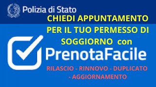 NUOVO MODO PER PRENOTARE APPUNTAMENTO RILASCIO RINNOVO AGGIORNAMENTO DEL PERMESSO DI SOGGIORNO [upl. by Aeret]