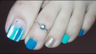 Easy DIY Toe Nail Art Tutorial Pedicure Design Ideas  Rose Pearl [upl. by Ludovika]