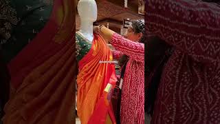 How to drape kanchipuram silk saree in perfect hand prepleating and perfect shapingsaree draping [upl. by Sigfried403]