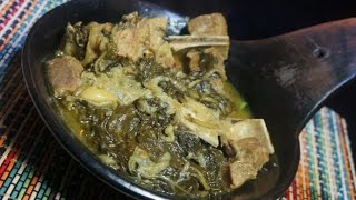 Siga be Gomen Recipe Ethiopian  Amharic Sega Lamb bones amp Spinach Collards [upl. by Lashoh]