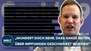 CORONAPROTOKOLLE Schwärzungen quotFrage mich warum Öffentlichkeit das nicht sehen sollquot – Streeck [upl. by Ellary]