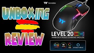 ThermalTake Level 20 Ambidextrous mouse Unboxing y Review [upl. by Esinned]