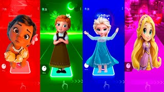 DISNEY PRINCESS❤️Moana💛Anna💚Elsea Frozen💙Tangled🌈TILES HOP EDM RUSH 🌈 [upl. by Ettenej]