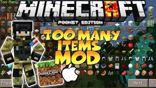 MINECRAFT PE 115 TOOMANY ITEMS MOD FOR IOS AND ANDROID  HOW TO INSTALL TOOMANY ITEMS MOD FOR MCPE [upl. by Waki]