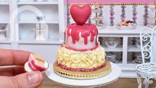 Mini heart drip buttercream swirl cake mini food ASMR [upl. by Martynne679]