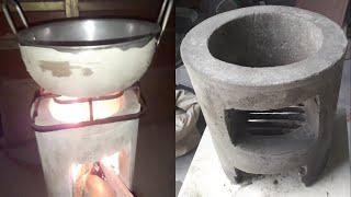 Make Cement stove portable simple and easy for wood fire  Cement diy project  simple craft ideas [upl. by Zenobia449]