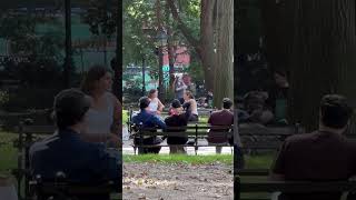 northeast corner Wash Square Park NYC  130pm peeps on the benches strolling warm late summer day [upl. by Ney505]