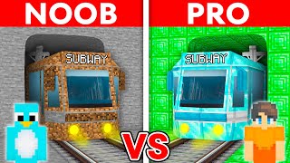 NOOB vs PRO SUBWAY STATION House Build Challenge in Minecraft [upl. by Atsillac905]