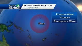 Hunga Tonga volcano eruption triggers visible pressure wave in the sky [upl. by Heyde]