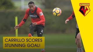 STUNNING GOAL FROM CARRILLO 😱  Everton Training [upl. by Vharat]