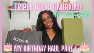 LUXURY BIRTHDAY HAUL PART 1  TRIPLE GUCCI UNBOXING FROM FASHIONPHILE  gucci fashionphile [upl. by Aubrey48]