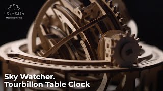 Sky Watcher Tourbillon Table Clock by Ugears  Assemble me Catch the star moment [upl. by Airdnoed]