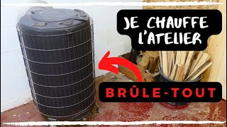 Installation de mon poêle à bois datelier un Déom turbo brûle tout [upl. by Dekow571]