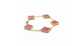 9ct Yellow Gold Rhodolite Four Leaf Clover Bracelet  05410132  Johnsons Jewellers [upl. by Ahsenar]