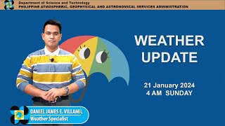 Public Weather Forecast issued at 4AM  January 21 2024  Sunday [upl. by Palmira]