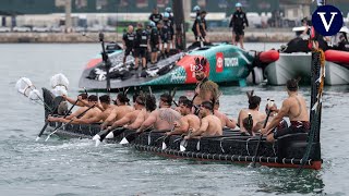 Guerreros maoríes y haka imponente el ritual que impulsa al Emirates Team New Zealand [upl. by Lucilla]