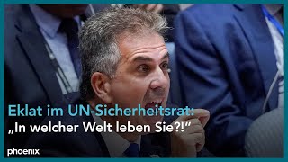 Eklat im UNSicherheitsrat zwischen Generalsekretär Guterres und Israels Außenminister Cohen [upl. by Atrahc313]