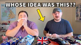 Americans Try 19 Types of British Crisps  These Flavours Are INSANE [upl. by Aihsilef696]