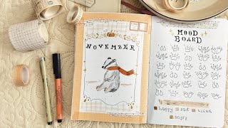 November Plan with Me 2024 🤎🦡 cozy amp vintage bullet journal spreads [upl. by Marlen674]