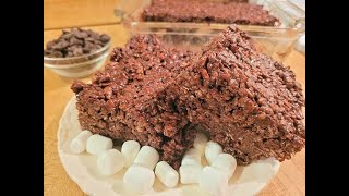 Chocolate Rice Krispie Treats Recipe 🍫🍪🍚 With Cocoa Powder and Chocolate Chips 😀 [upl. by Jacquet]