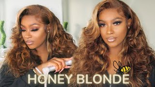 🔥👱🏾‍♀️UNICE SILKY HONEY BLONDE Voluminous Highlighted Wig ReviewInstallMinimal BabyhairsRebiana [upl. by Dunaville]