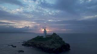 Godrevy Lighthouse at sunset in October 2024 4k [upl. by Hadias]