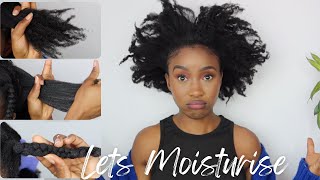 HOW TO MOISTURIZE 4C LOW POROSITY HAIR  Mid week Winter Routine Stretched Hair [upl. by Kanal287]