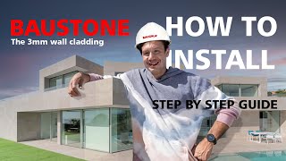 How to install BAUSTONE  The 3mm Innovative ULTRATHIN EXTERIOR WALL CLADDING  Nanostone® [upl. by Minny]