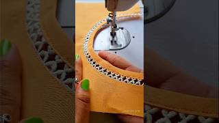 Sewing Tips And Tricks How To Attach Joint Lace On Boat Neck  Pastel Orange Fabric Shorts [upl. by Aiva]