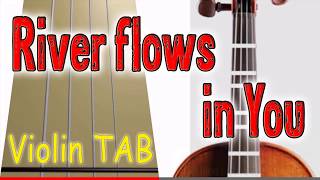 River flows in You  Violin  Play Along Tab Tutorial [upl. by Shieh]