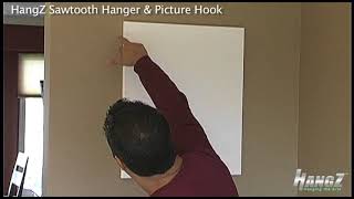 How To Video Hanging a Canvas with HangZ Sawtooth Hanger amp Sawtooth Hook Wide [upl. by Ainalem428]