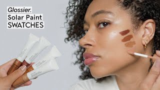 Glossier Solar Paint Bronzer Swatches Volt Heat Ray amp Flare [upl. by Artsa]