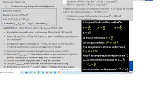 exercice de chimie 1bac sx sm quantité de matière et concentration molaire et concentration massique [upl. by Otrevlig]