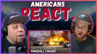 AMERICAN REACTS TO GROSJEANS INSANE FIREBALL CRASH EMOTIONAL  REAL FANS SPORTS [upl. by Ahseekat106]