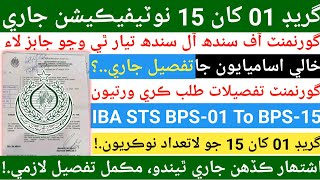 Sindh Govt Jobs IBA STS Notification  BPS1 to BPS15  2024 Upcoming Recruitment Jobs Update iba sts [upl. by Iak]