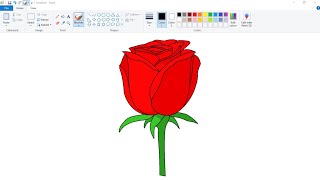 How to draw Rose Flower on computer using Ms Paint  Flower Drawing  Ms Paint [upl. by Lenoyl]