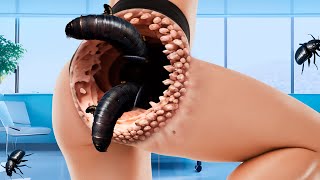 ASMR ANIMATION TREATMENT  Maggot and Worm Removal [upl. by Ahsilif265]