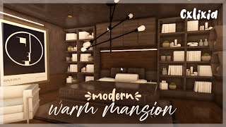 BLOXBURG  Warm Modern Mega Mansion Interior Part 1  House Build  625k [upl. by Hertz]