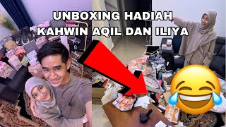 UNBOXING SEMUA HADIAH KAHWIN AQIL DAN ILIYA 😂❤️ TERKEJUT WOI BUKA HADIAH 😱 [upl. by Vogele43]