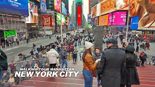 New York Manhattan Winter Walk  7th Avenue Times Square Broadway Upper West Side amp Central Park [upl. by Siraj]