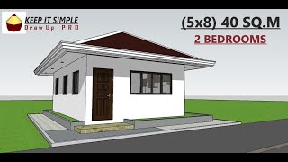 Small House Design with 2 Bedrooms 40sqm [upl. by Olumor]